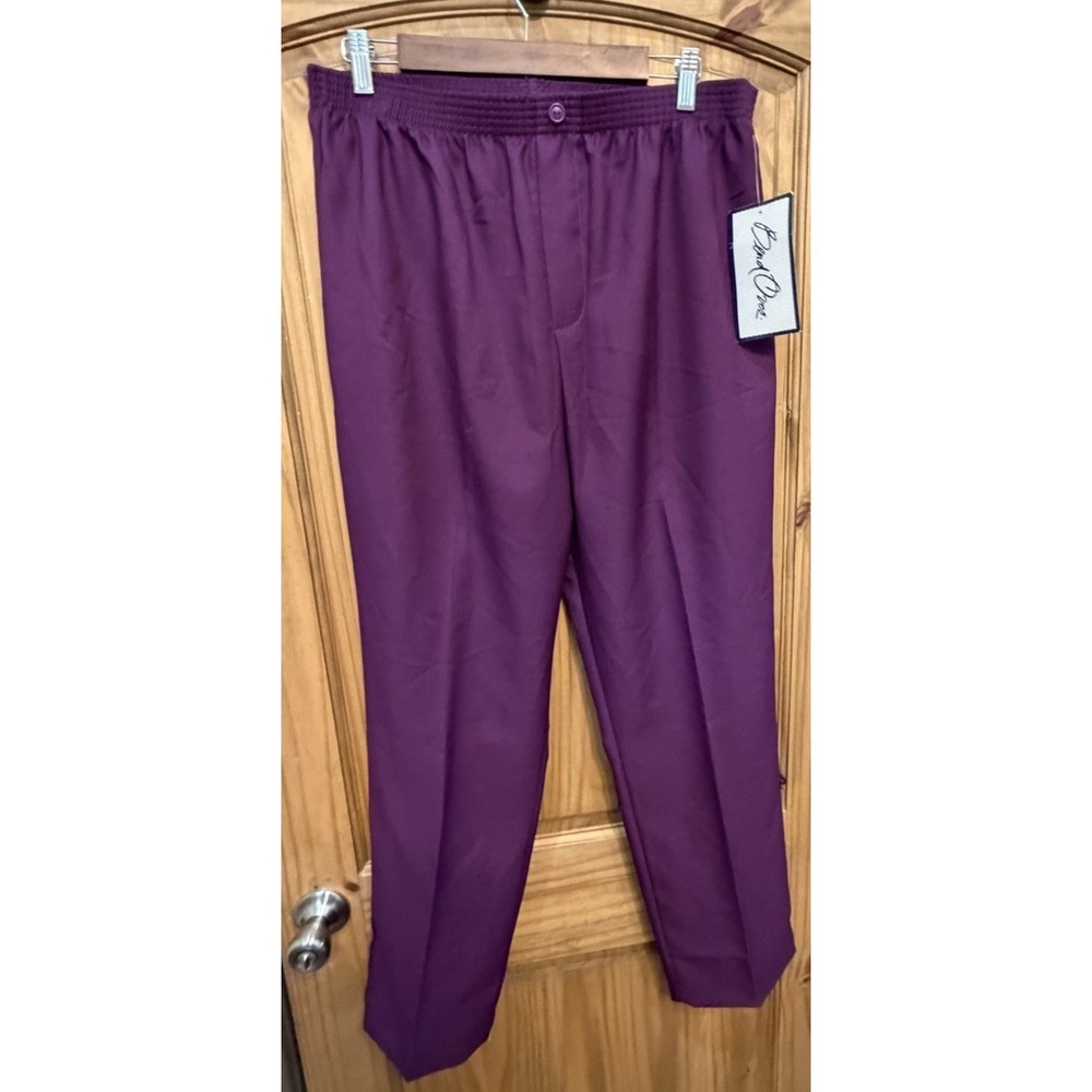 Bend Over Women's Pull On Pants Size 16 Purple Elastic Waist Straight Leg NWT